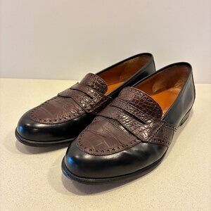 Salvatore Ferragamo Black & Tan Crocodile loafers - Size 9EE